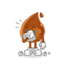 chocolate drop blowing nose character. cartoon mascot vector