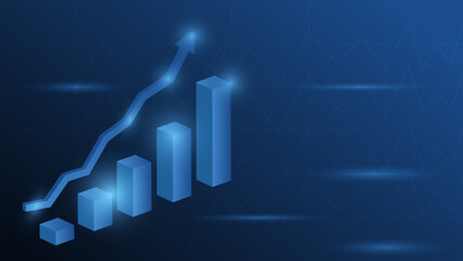 Fototapeta na wymiar bar chart shows business growth information for strategy planning and uptrend line graph