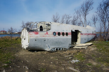 The wreckage of an old plane