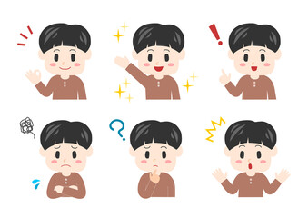 幼い男の子のイラストの表情イラストセット