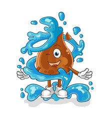 chocolate drop fresh with water mascot. cartoon vector