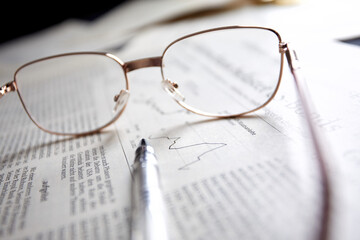 eyeglasses on the newspaper pages