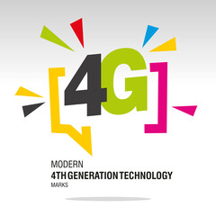 4G modern colorful 4th generation mobile network sign icon sticker