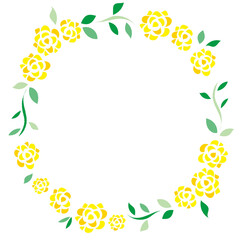 シンプルな黄色い薔薇のライン素材