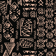 Ethnic Seamlesss Black and Gold Pattern