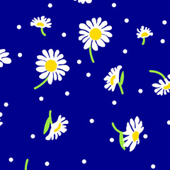 Fototapeta na wymiar Dondelion Flower White Seamless Pattern