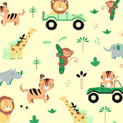 Cute Animal zoo seamless Pattern