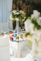 Decoration of the restaurant at the wedding banquet