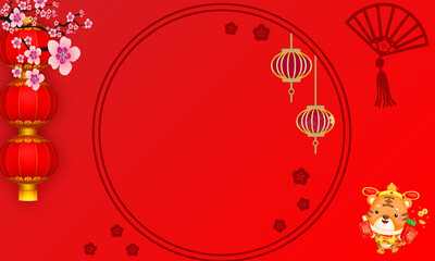 chinese red background with space text