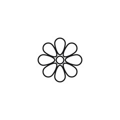 Outline monochrome symbol drawn in flat style with thin line. Editable stroke. Line icon of flowers with petals in form of oval and round small stigma