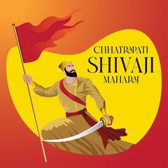illustration of chhatrapati shivaji maharaj jayanti with hindi (chhatrapati shivaji) calligraphy
