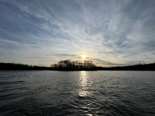 Connecticut, Sliver Lake, Meriden Sunset ,winter 