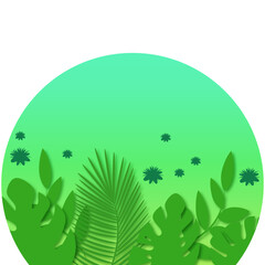 Tropical summer light green background round