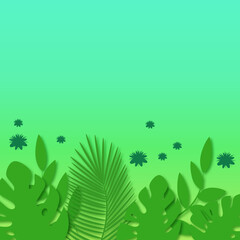 Tropical summer light green square background