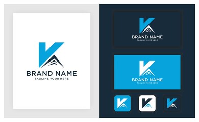 initial K Mountain logo vector logo Designs Inspiration with business card.