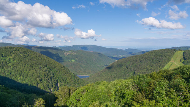 Doller Valley and and Alfeld and Sewen lakes panorama, Vosges, France