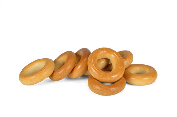 Culinary product bagels. Isolated on a white background.