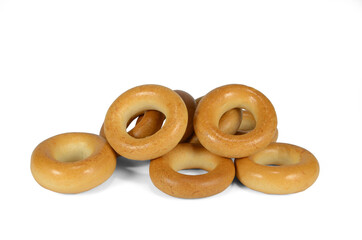 Culinary product bagels. Isolated on a white background.