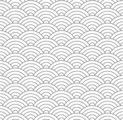 Seamless traditional Japanese ornament with geometric waves.Black color lines.