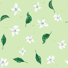 seamless watercolor illustration background mix colorful floral flower and leaves with line art used for background texture, wrapping paper, textile greeting card template or wallpaper design