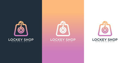 Set of key shop logo design template with creative abstrac element design Premium Vector