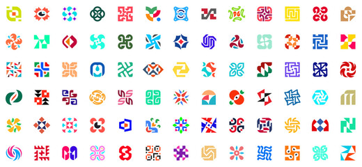 Fototapeta na wymiar Abstract logos collection. Geometric abstract logos. Icon design