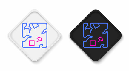 Line Broken cardboard box icon isolated on white background. Box, package, parcel sign. Delivery and packaging. Colorful outline concept. Vector