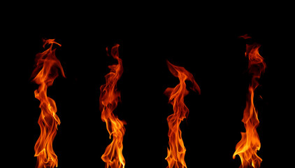 pile of heat flames Burning fuel isolated on black background.	