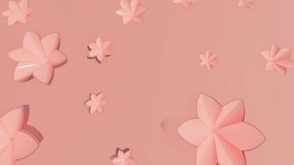 Pink flowers beauty background 3d rendering