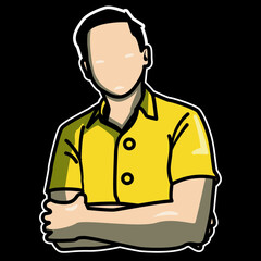 Vector man with cool pose with innocent face