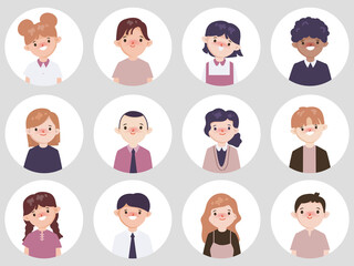 Set of avatar people worker collection cartoon flat design.