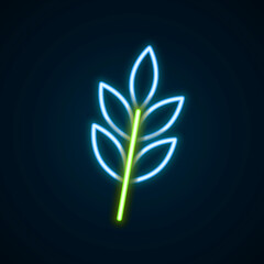 Glowing neon line Leaf icon isolated on black background. Leaves sign. Fresh natural product symbol. Colorful outline concept. Vector