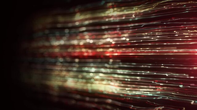 Abstract Glowing Light Strings Background Looping With Depth Of Field/ 4k animation of an abstract wallpaper looped background of light stroke glowing and waving with ambien occlusion and depth of fie