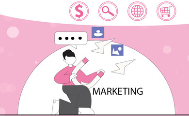 
2d illustration business marketing concept 