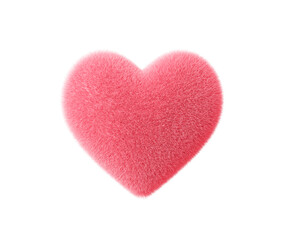 Fluffy heart 3d rendered illustration. Isolated on white.