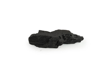 Black oak coal isolated on white background.