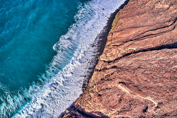 A Tenerife coastline with rock formation.