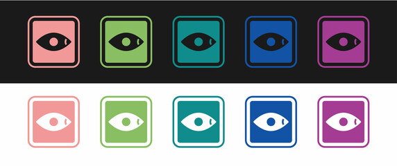 Set Film or movie cinematography rating or review icon isolated on black and white background. Vector