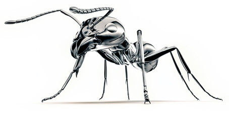 giant metal robot  ant isolated on white