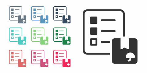 Black Verification of delivery list clipboard icon isolated on white background. Set icons colorful. Vector