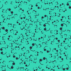Black Glasses icon isolated seamless pattern on green background. Eyeglass frame symbol. Vector