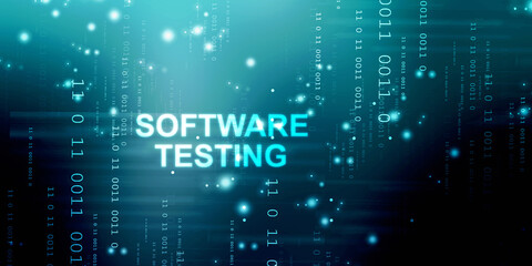 2d illustration Inscription SOFTWARE TESTING on the virtual display
    