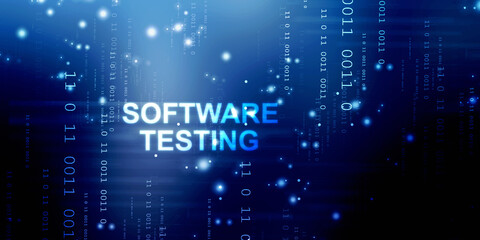 2d illustration Inscription SOFTWARE TESTING on the virtual display
    