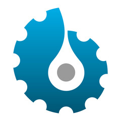 Gear icon. With dripping machine lubricant. Logo design element.