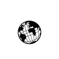 Illustration of black globe on white background