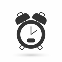 Grey Alarm clock icon isolated on white background. Wake up, get up concept. Time sign. Vector