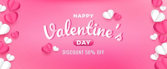 Valentine's day horizontal banner design template. Usable for banner, background, and cover.