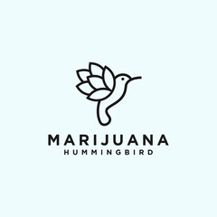 cannabis bird logo. hummingbird logo