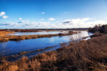 Zima w Osowcu nad rzeką Biebrzą, podlasie, Polska