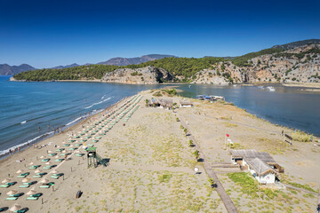 Best touristic destination of Turkey. River of Dalyan Village through the Iztuzu Beach.